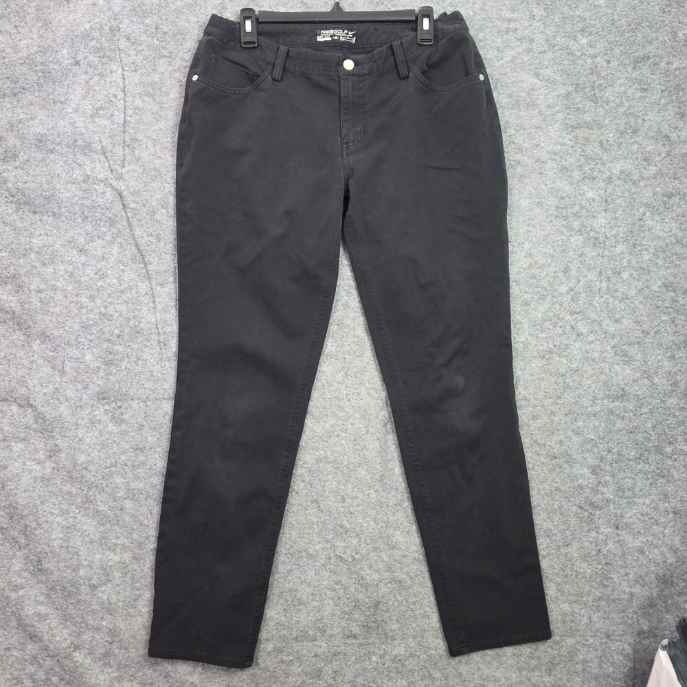 Nike Golf Dri-FIT Pants Womens 10 Black Straight Leg 5-Pocket 725716-010